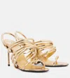 Alaïa Spiral 90 Metallic Leather Sandals In Gold