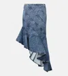 Alaïa Womens Bleu Neige Spiral Asymmetric Denim-blend Maxi Skirt In Blue