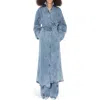 Alaïa Womens Spiral Two-slip-pockets Denim-blend Trench Coat Bleu Neige In Bleu Neige