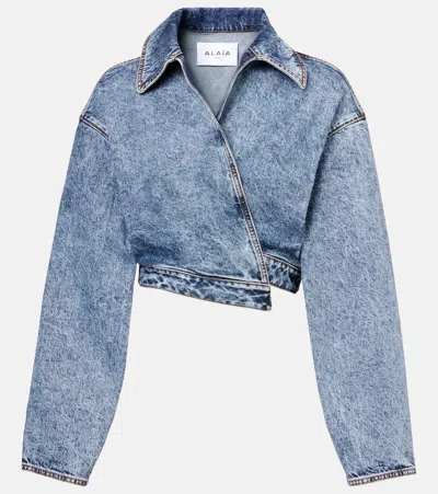 ALAÏA ALAÏA ASYMMETRIC CROPPED DENIM JACKET