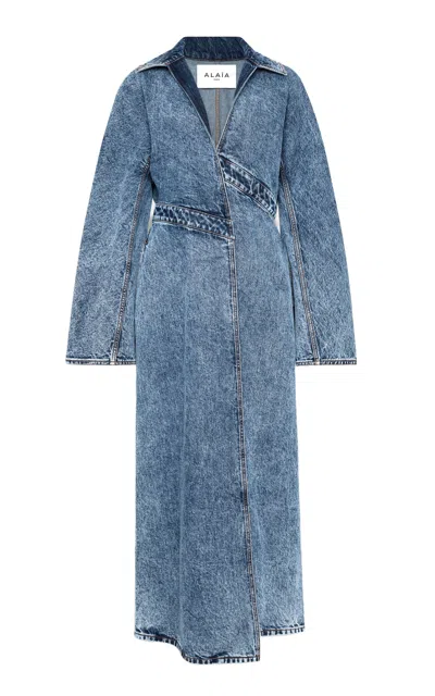 ALAÏA SPIRAL DENIM TRENCH COAT