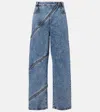 Alaïa Spiral High-rise Denim Wide-leg Jeans In Blue
