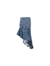 Alaïa Spiral Design Denim Midi Skirt With Hem In Blue