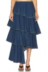 Alaïa Alaia Spiral Skirt In Denim In Blue