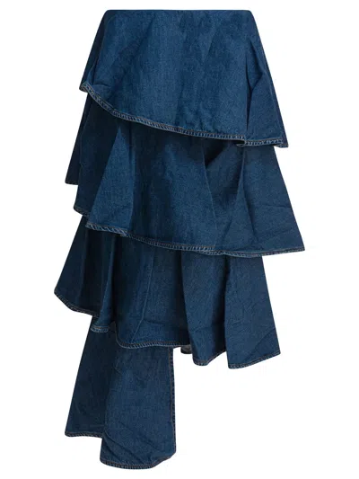 Alaïa Alaia Spiral Skirt In Blue