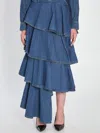 Alaïa Alaia Women Spiral Skirt In Denim In Blue
