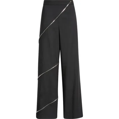 Alaïa Ribbed Knit High Neck Bodysuit With Zipper In Black