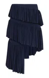 Alaïa Womens Minuit Ruffled High-waist Knitted Maxi Skirt In Blue