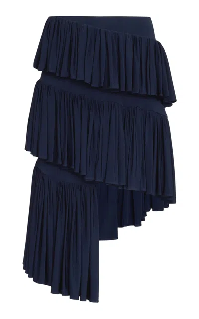 ALAÏA SPIRAL TIERED COTTON MIDI SKIRT