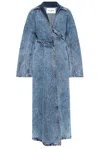Alaïa Womens Spiral Two-slip-pockets Denim-blend Trench Coat Bleu Neige In Bleu Neige