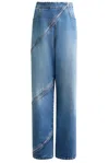 Alaïa Womens Bleu Vintage Spiral Zip-fastening Wide-leg High-rise Denim-blend Jeans In Blue Vintage