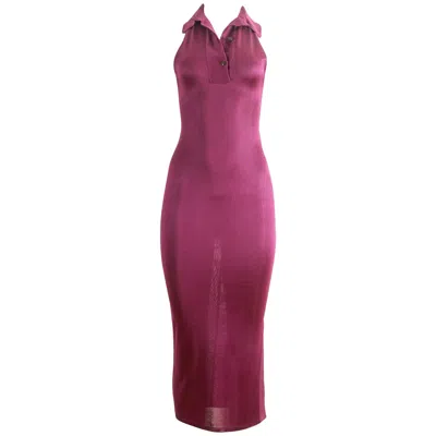 Pre-owned Alaïa Alaia Spring-summer 1986 Magenta Acetate Knit Bodycon Dress In Red