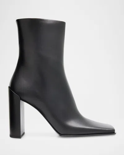 ALAÏA SQUARE CALFSKIN LEATHER ANKLE BOOTS