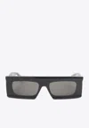 Alaïa Rectangular Frame Dark Lenses Sunglasses Design In Black