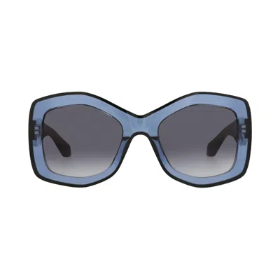 Pre-owned Alaïa Square-frame Recycled Acetate Sunglasses 'blue Black Grey' | Women's Size Onesize
