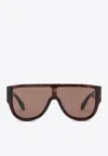 Alaïa Square Mask Logo Sunglasses In Brown