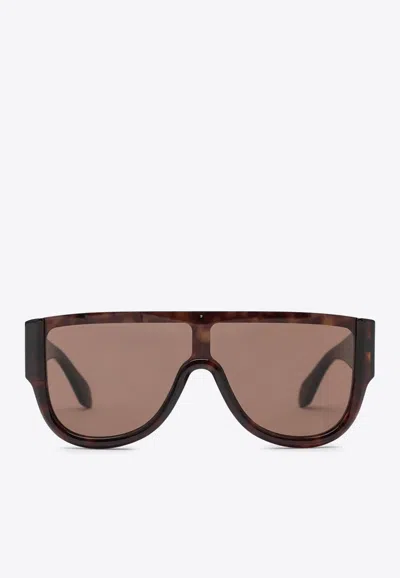 Alaïa Square Mask Logo Sunglasses In Brown