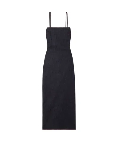 Alaïa Square-neck Denim Midi Dress In Black