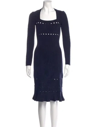 Pre-owned Alaïa Square Neckline Knee-length Dress In Blue