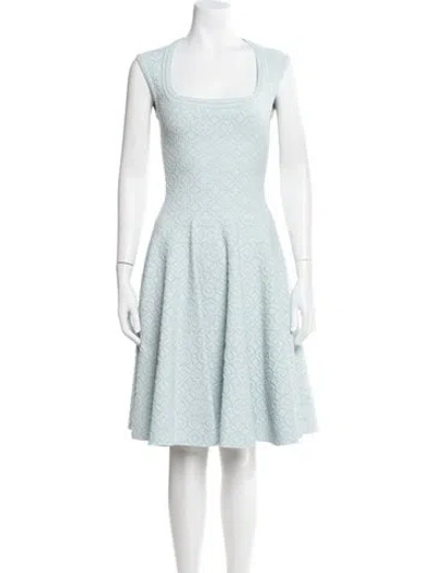 Pre-owned Alaïa Square Neckline Knee-length Dress In Blue