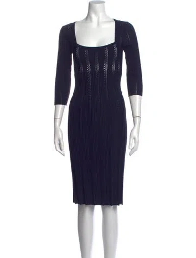 Pre-owned Alaïa Square Neckline Knee-length Dress In Blue