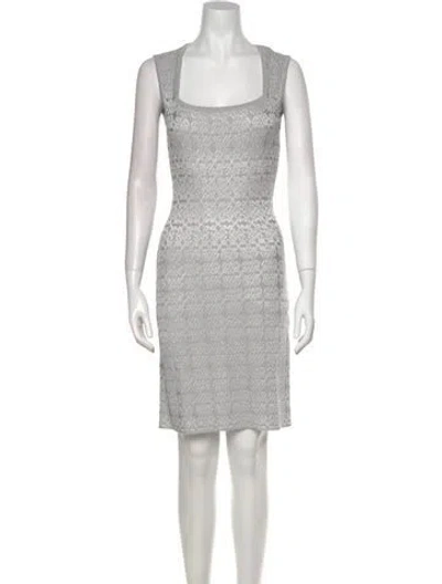 Pre-owned Alaïa Square Neckline Knee-length Dress In Gray