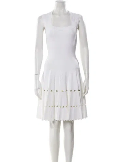 Pre-owned Alaïa Square Neckline Knee-length Dress In Neutrals