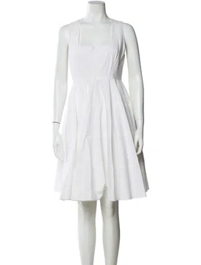 Pre-owned Alaïa Square Neckline Knee-length Dress In White