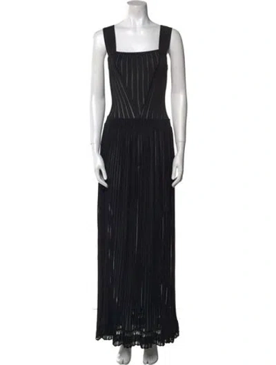 Pre-owned Alaïa Square Neckline Long Dress In Black