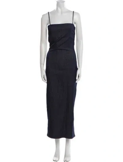 Pre-owned Alaïa Square Neckline Long Dress In Blue