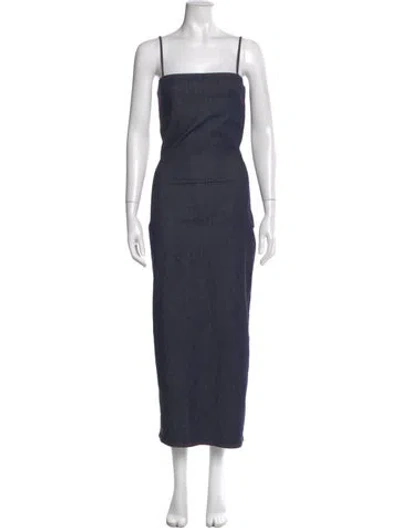 Pre-owned Alaïa Square Neckline Long Dress In Blue