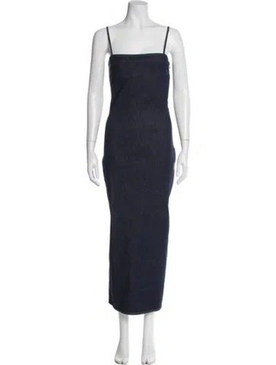 Pre-owned Alaïa Square Neckline Long Dress In Blue