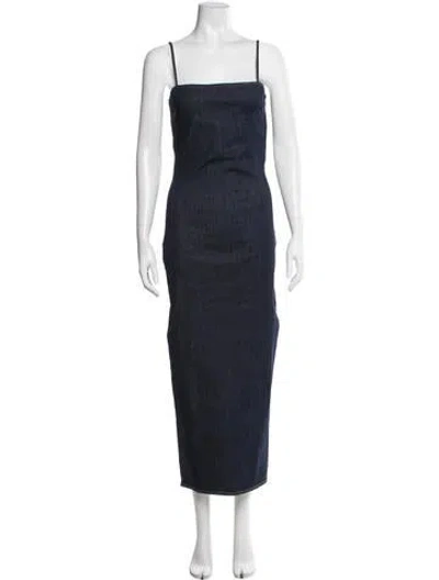 Pre-owned Alaïa Square Neckline Long Dress In Blue