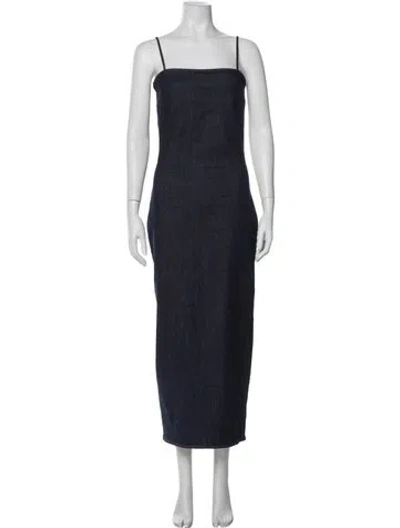Pre-owned Alaïa Square Neckline Long Dress In Blue