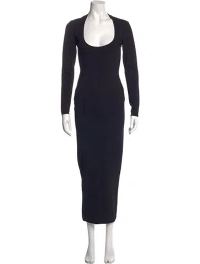 Pre-owned Alaïa Square Neckline Long Dress In Blue