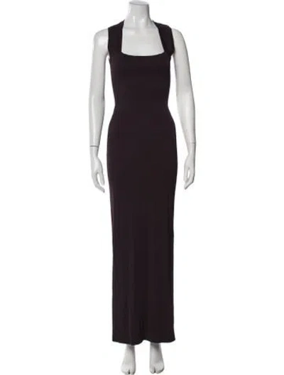 Pre-owned Alaïa Square Neckline Long Dress In Purple