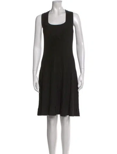 Pre-owned Alaïa Square Neckline Midi Length Dress In Black