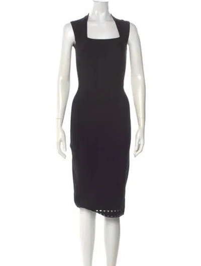 Pre-owned Alaïa Square Neckline Midi Length Dress In Black