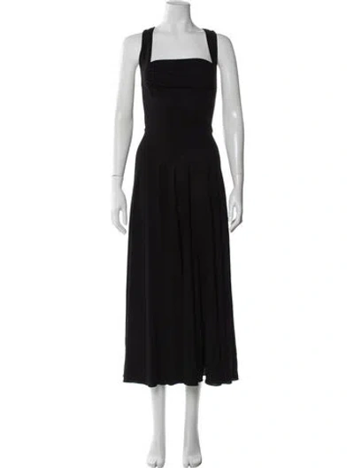Pre-owned Alaïa Square Neckline Midi Length Dress In Black
