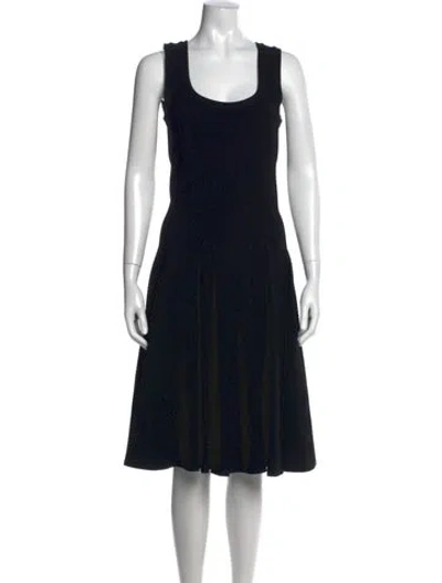 Pre-owned Alaïa Square Neckline Midi Length Dress In Black