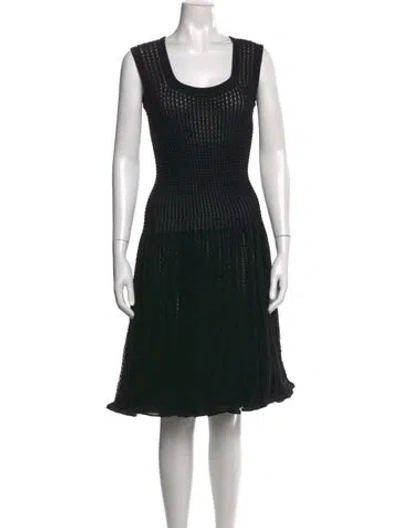 Pre-owned Alaïa Square Neckline Midi Length Dress In Black