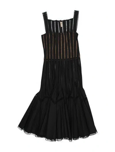 Pre-owned Alaïa Square Neckline Midi Length Dress In Black