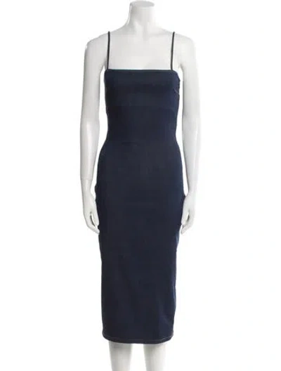 Pre-owned Alaïa Square Neckline Midi Length Dress In Blue