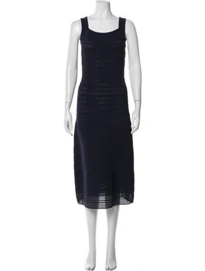 Pre-owned Alaïa Square Neckline Midi Length Dress In Blue