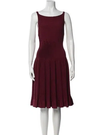 Pre-owned Alaïa Square Neckline Midi Length Dress In Burgundy