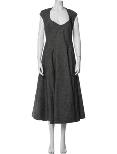 Pre-owned Alaïa Square Neckline Midi Length Dress In Gray