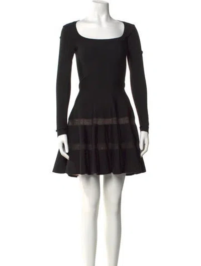 Pre-owned Alaïa Square Neckline Mini Dress In Black