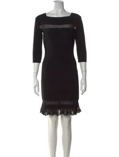 Pre-owned Alaïa Square Neckline Mini Dress In Black