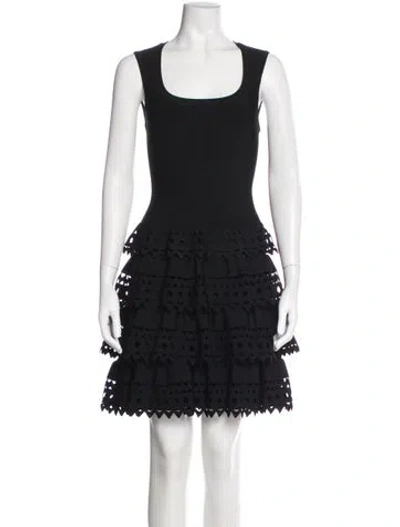 Pre-owned Alaïa Square Neckline Mini Dress In Black