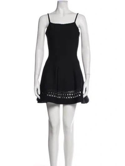 Pre-owned Alaïa Square Neckline Mini Dress In Black